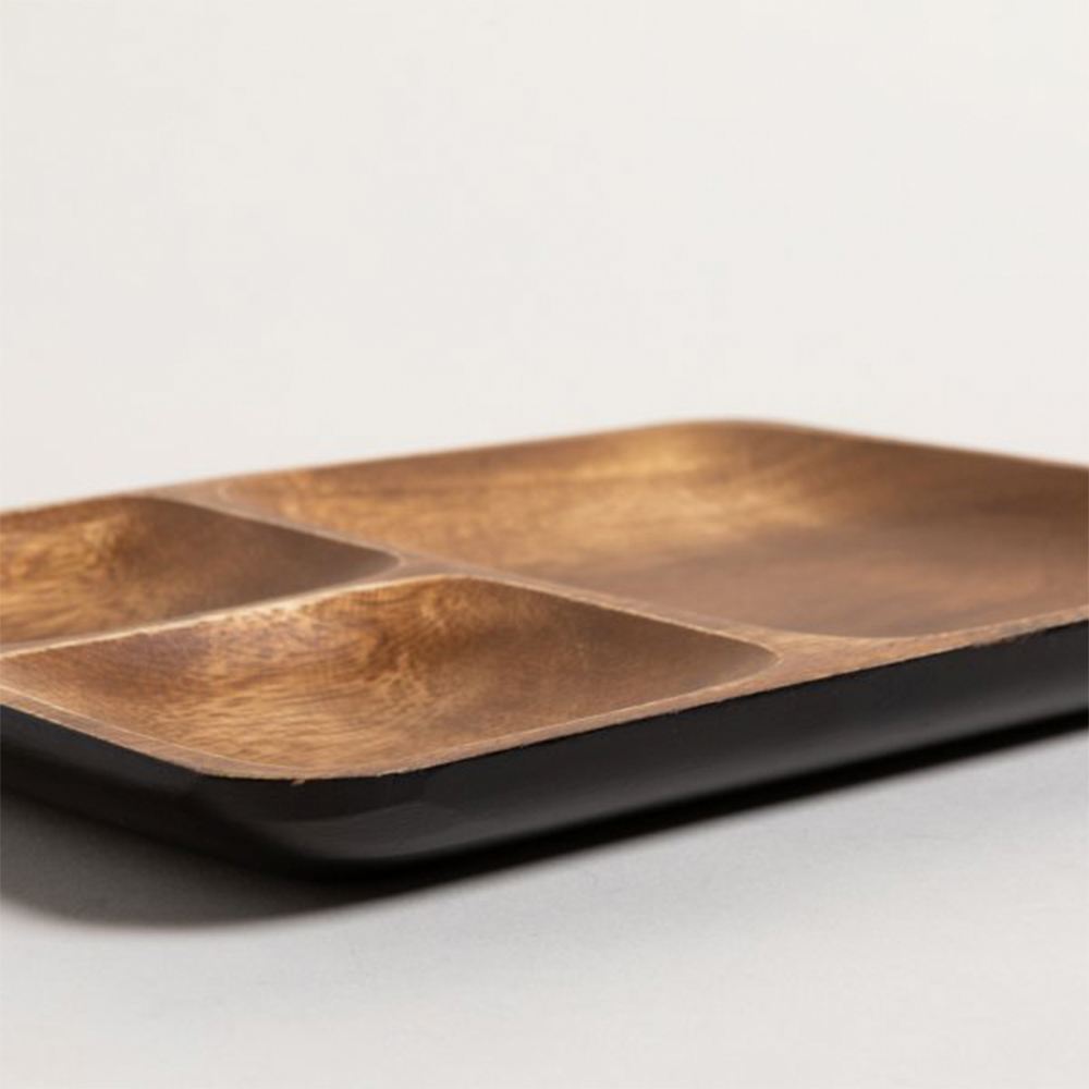 BANDEJA ACACIA RECTANGULAR DE 3 DIVISIONES MANILA BLACK 25,5X19 CM