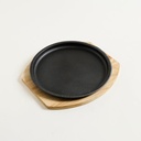 FUENTE DE HIERRO LISA REDONDA BASE DE BAMBOO 27 X 2,5 CM
