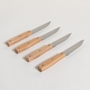 SET X 4 CUCHILLOS DE ASADO MANGO MADERA 23 CM