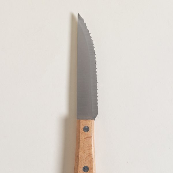 SET X 4 CUCHILLOS DE ASADO MANGO MADERA 23 CM
