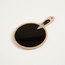 TABLA DE QUESOS BAMBOO Y VIDRIO NEGRO CON CUCHILLO 34X22 CM