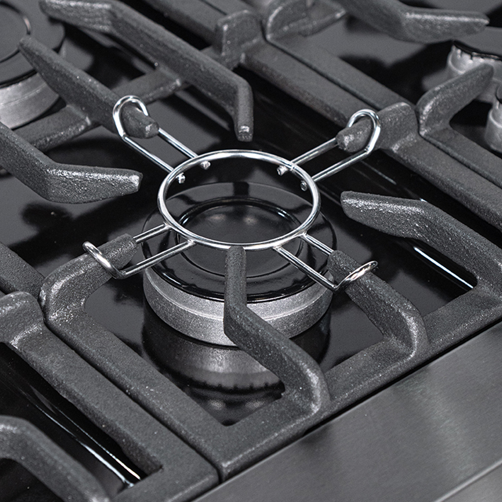 COCINA INDUSTRIAL CON PUERTA DE ACERO Y 6 HORNALLAS 76CM