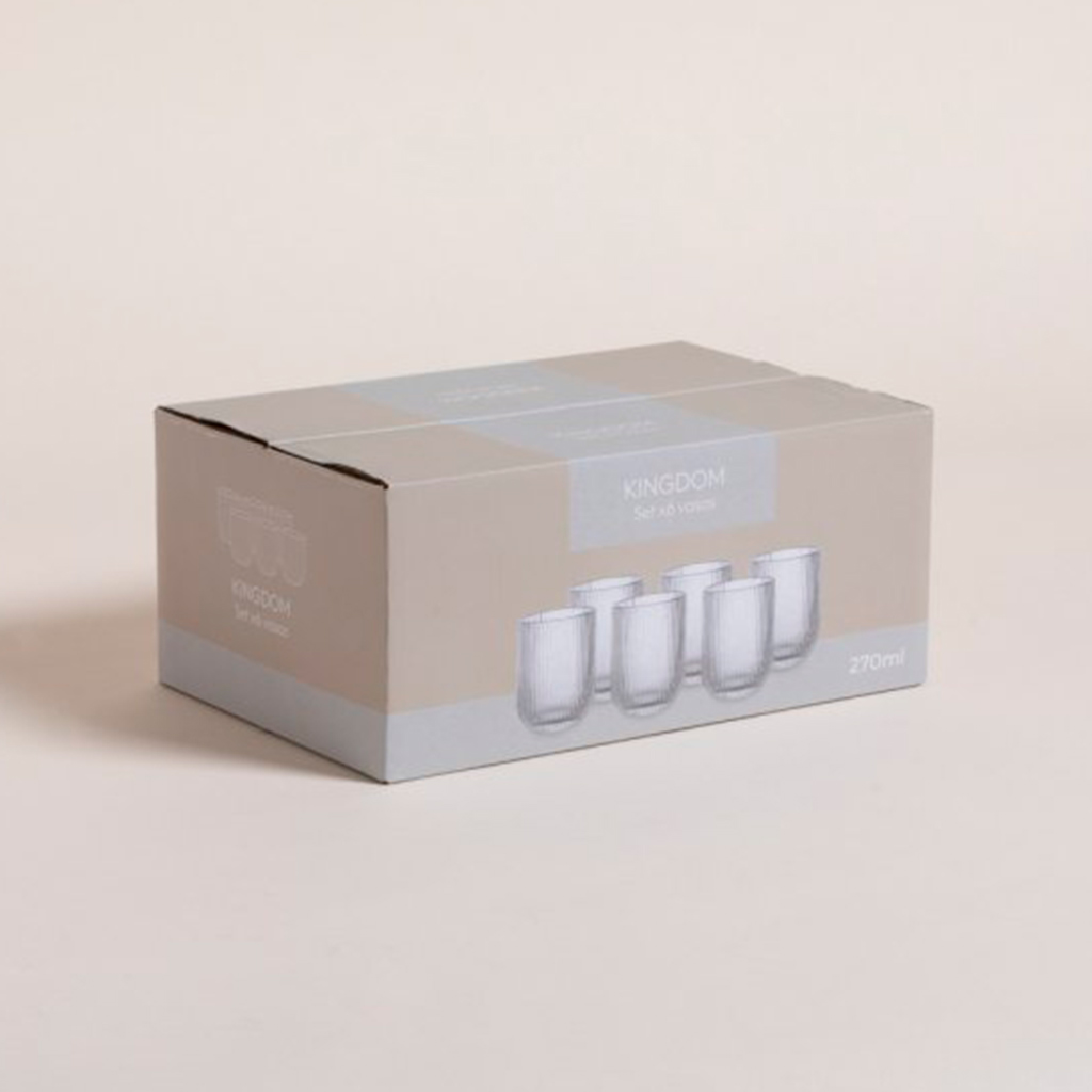 SET X 6 VASOS BAJOS DE VIDRIO KINGDOM TRANSPARENTE 270 ML