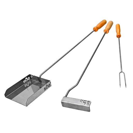[SPA021] Juego herramientas - Kit parrilla x 3 acero inoxidable